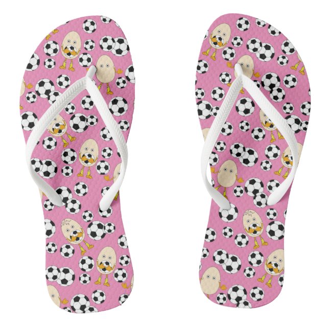 Soccer Egghead Pattern Socks Flip Flops (Footbed)