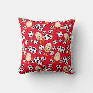 Soccer Egghead Pattern Throw Pillow