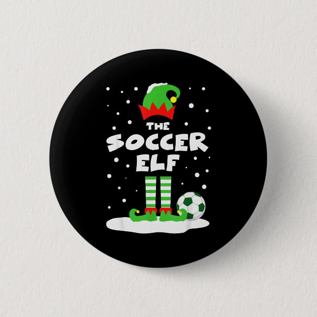 Soccer Elf Matching Group Family Holiday Christmas Button (Front)