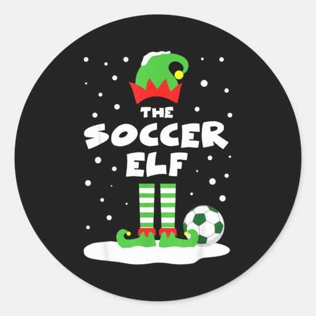 Soccer Elf Matching Group Family Holiday Christmas Classic Round Sticker (Front)