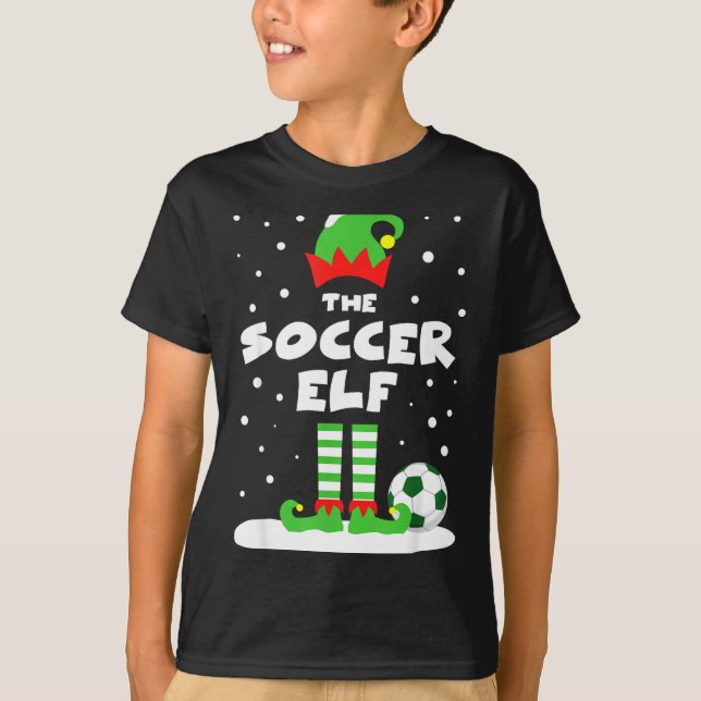 Soccer Elf Matching Group Family Holiday Christmas T-Shirt (Front)