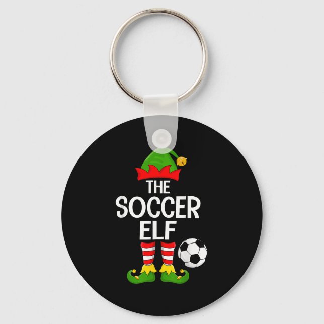 Soccer Elf Xmas Matching Family Elf Squad Christma Keychain (Front)