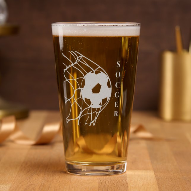 Soccer Etched Beer Glass (Party)