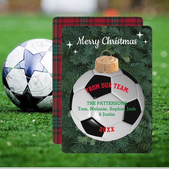 Soccer Fan Personalized Ornament Christmas Card (Creator Uploaded)
