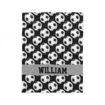 Soccer Fan Sports Personalized Name Black White Fleece Blanket Soccer Fan Sports Personalized Name Black White Fleece Blanket