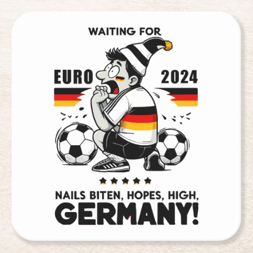 Soccer Fanatics Anticipation Square Paper Coaster
