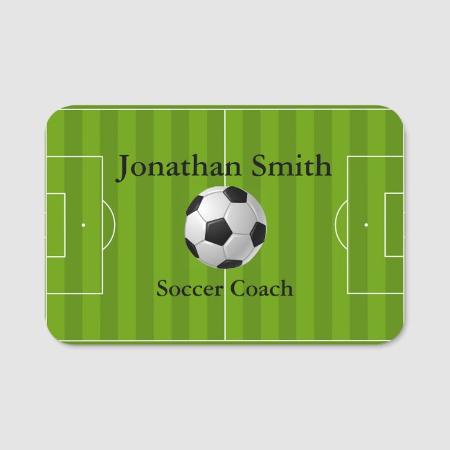 Soccer Field Ball Design Name Tag