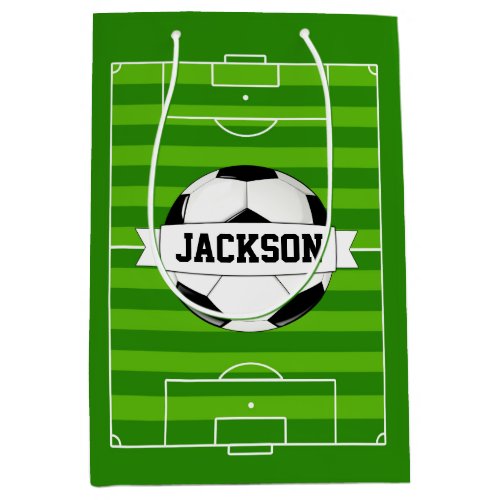 Soccer Field Custom PlayerTeam Name Sports Party Medium Gift Bag