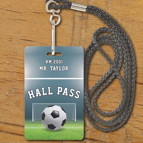 Soccer Field Football Coach Gym Class Hall Pass Badge