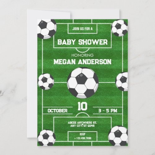 Soccer field   Football field baby shower Invitation