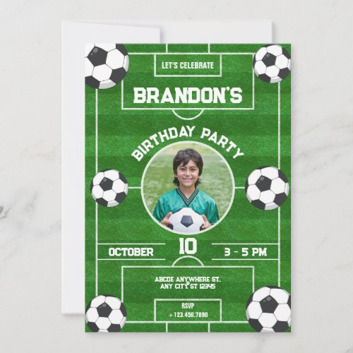 Soccer field   Football field birthday Invitation