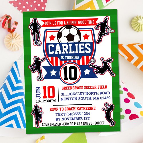 Soccer Field Football Girls Birthday Party Invitation