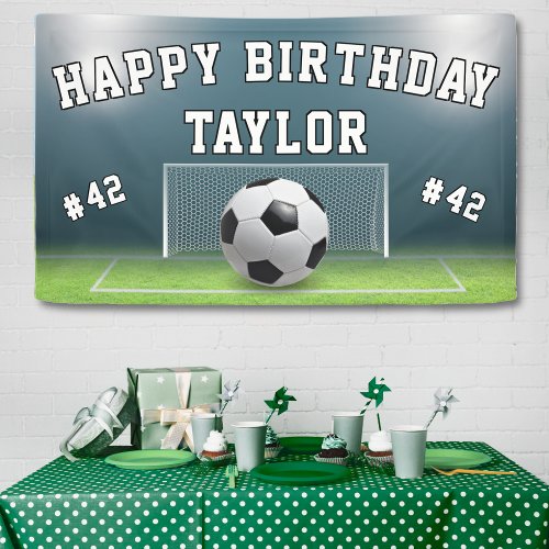 Soccer Field Football Sports Happy Birthday Banner