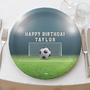 Soccer Field Football Sports Happy Birthday Paper Plates