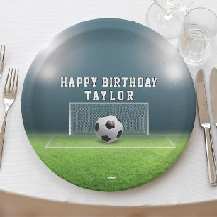 Soccer Field Football Sports Happy Birthday Paper Plates