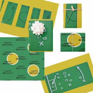 Soccer Field Game Plan Green Yellow customizable Wrapping Paper Sheets
