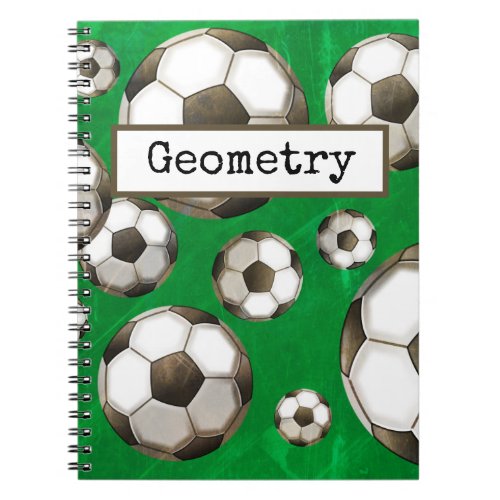 Soccer Field Green Soccer Balls Subject Notebook