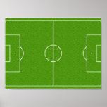 Soccer Field Pattern on Grass Poster<br><div class="desc">Illustrated pattern of the lines commonly found on a soccer field over a green grass backdrop</div>