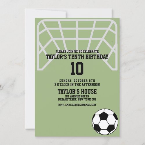 Soccer Field Sports Custom Birthday Party Invitation