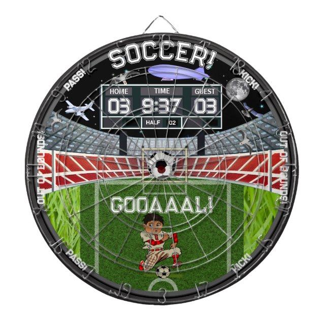 Soccer Field Starry Nights Stadium House Dart Board (Front)