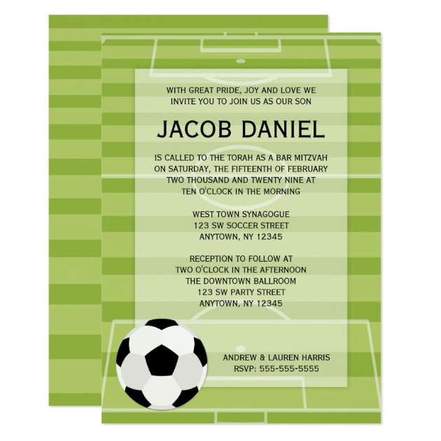 Soccer Field Themed Bar Mitzvah Invitations
