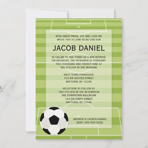 Soccer Field Themed Bar Mitzvah Invitations