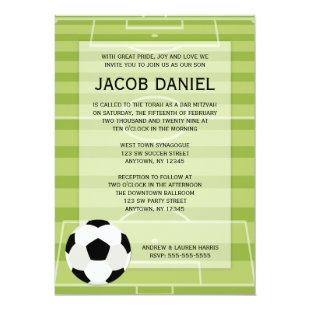 Soccer Field Themed Bar Mitzvah Invitations