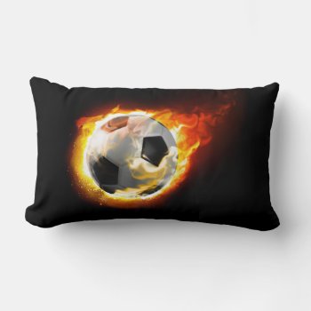 Soccer Fire Ball Lumbar Pillow by FantasyPillows at Zazzle