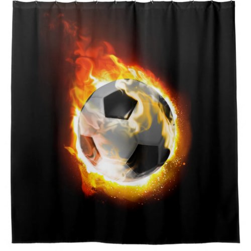 Soccer Fire Ball Shower Curtain