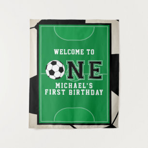 Soccer First Birthday Backdrop