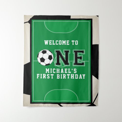 Soccer First Birthday Backdrop