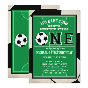 Soccer First Birthday Party Invitation