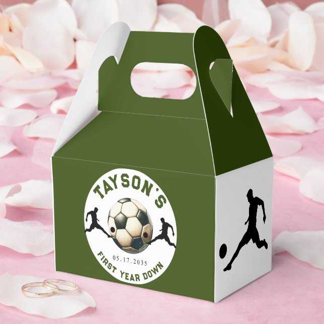 Soccer First Year Down 1st Birthday Favor Boxes (Wedding)