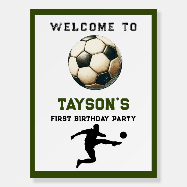 Soccer First Year Down 1st Birthday  Foam Board (Front)