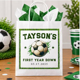Soccer First Year Down 1st Birthday Paper Favor Bag