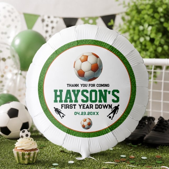Soccer First Year Down 1st Birthday Party Balloon (Soccer First Year Down 1st Birthday Party Balloon)