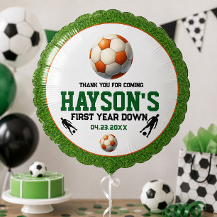 Soccer First Year Down 1st Birthday Party Balloon