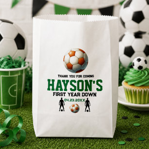 Soccer First Year Down 1st Birthday Party Favor Bag