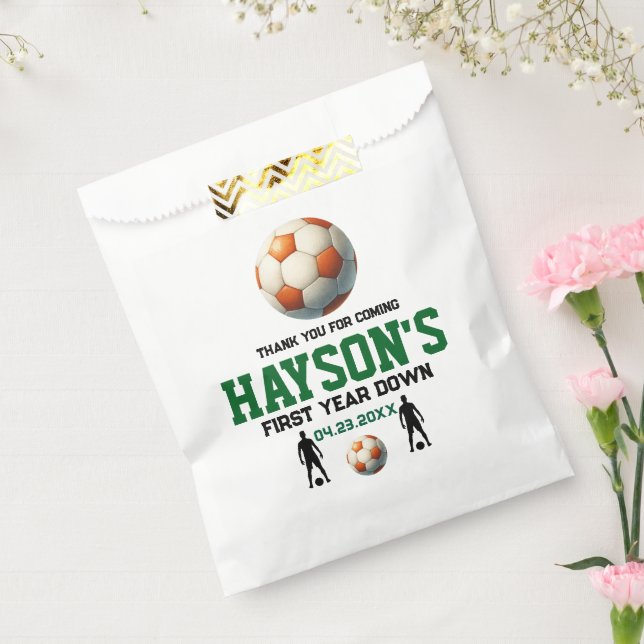 Soccer First Year Down 1st Birthday Party Favor Bag (Sealed)