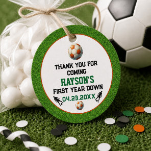 Soccer First Year Down 1st Birthday Party Favor Tags