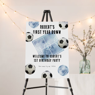 Soccer First Year Down 1st Birthday Party Foam Board