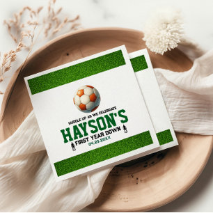 Soccer First Year Down 1st Birthday Party Napkins