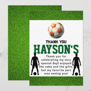 Soccer First Year Down 1st Birthday Party Thank You Card
