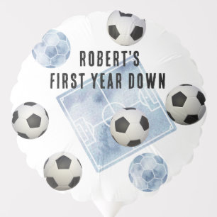 Soccer First Year Down Birthday Party Balloon