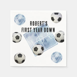 Soccer First Year Down Birthday Party Napkins