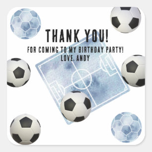 Soccer First Year Down Birthday Party Square Sticker