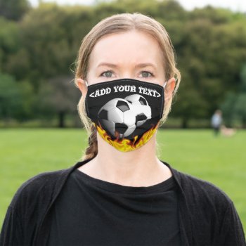 Soccer Flames Adult Cloth Face Mask by Iverson_Designs at Zazzle