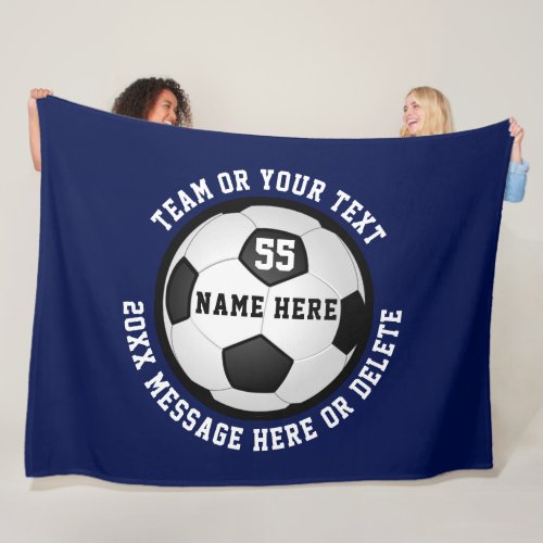 Soccer Fleece Blanket in 3 Sizes Your COLORS TEXT