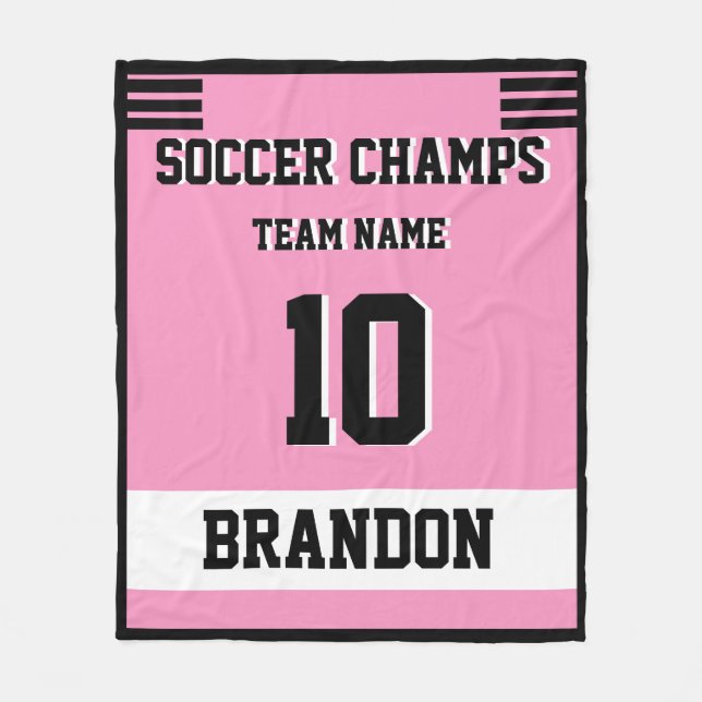Soccer Fleece Blanket pink personalized player     (Front)