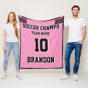 Soccer Fleece Blanket pink personalized player